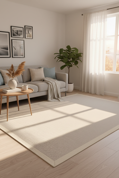 Suit SU01 Cream Pamuk Bordür 01 White Salon Koridor Mutfak Sisal Halı görsel 1