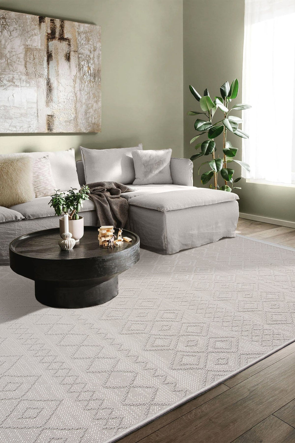 Simba SM01 White Modern Sisal Halı görsel 1