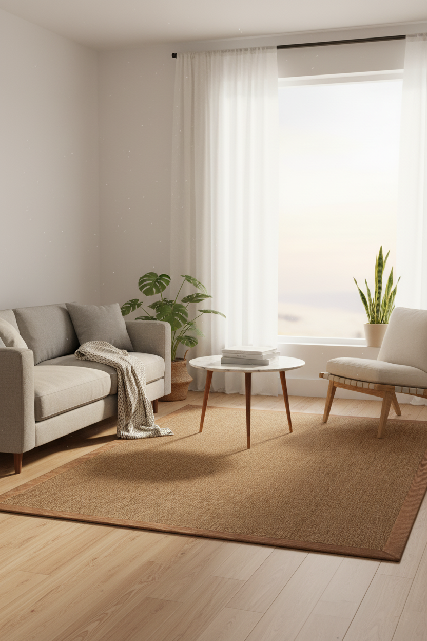 Suit SU05 Brown Pamuk Bordür 04 Dark Beige Salon Koridor Mutfak Sisal Halı görsel 1