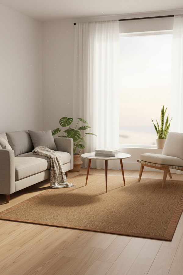 Suit SU05 Brown Pamuk Bordür 04 Dark Beige Salon Koridor Mutfak Sisal Halı görsel 1