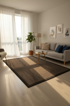 Suit SU04 Anthracite Pamuk Bordür 10 Black Salon Koridor Mutfak Sisal Halı görsel 1