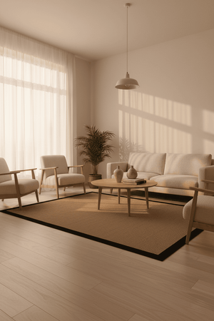 Judy JD03 Sand Pamuk Bordür 10 Black Salon Koridor Mutfak Sisal Halı görsel 1