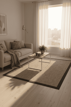 Judy JD02 Natural Pamuk Bordür 08 Anthracite Salon Koridor Mutfak Sisal Halı görsel 1