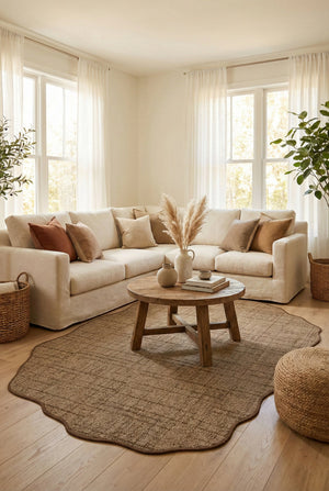 Canvas 1 Look LK03 Jut Pamuk Bordür 04 Dark Beige Amorf Sisal Halı görsel 1