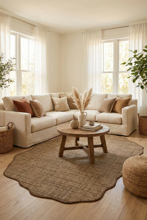 Canvas 1 Look LK03 Jut Pamuk Bordür 04 Dark Beige Amorf Sisal Halı görsel 1