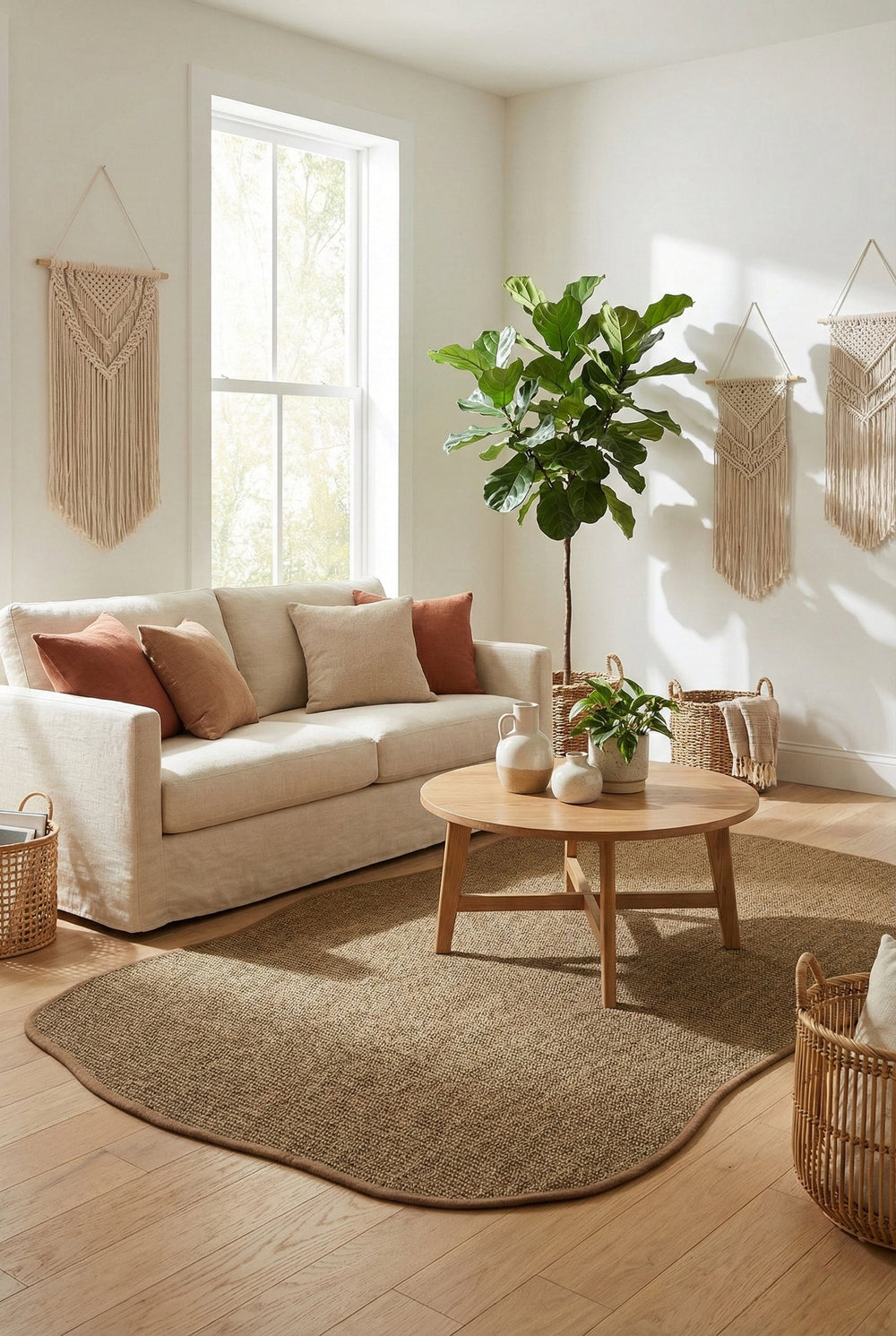 Canvas 3 Suit SU05 Brown Pamuk Bordür 04 Dark Beige Amorf Sisal Halı görsel 1