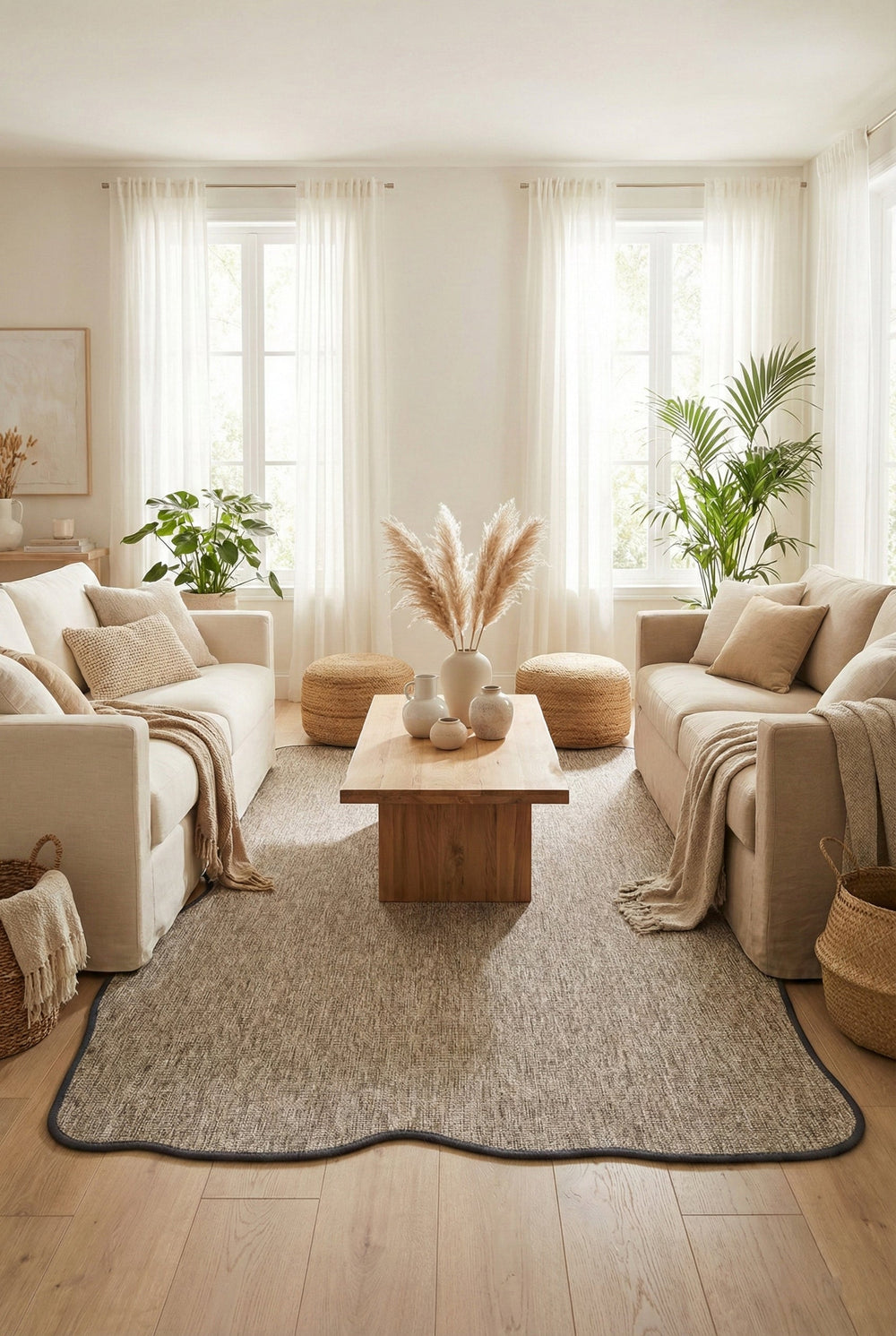 Canvas 4 Look LK02 Grey Pamuk Bordür 10 Black Amorf Sisal Halı görsel 1