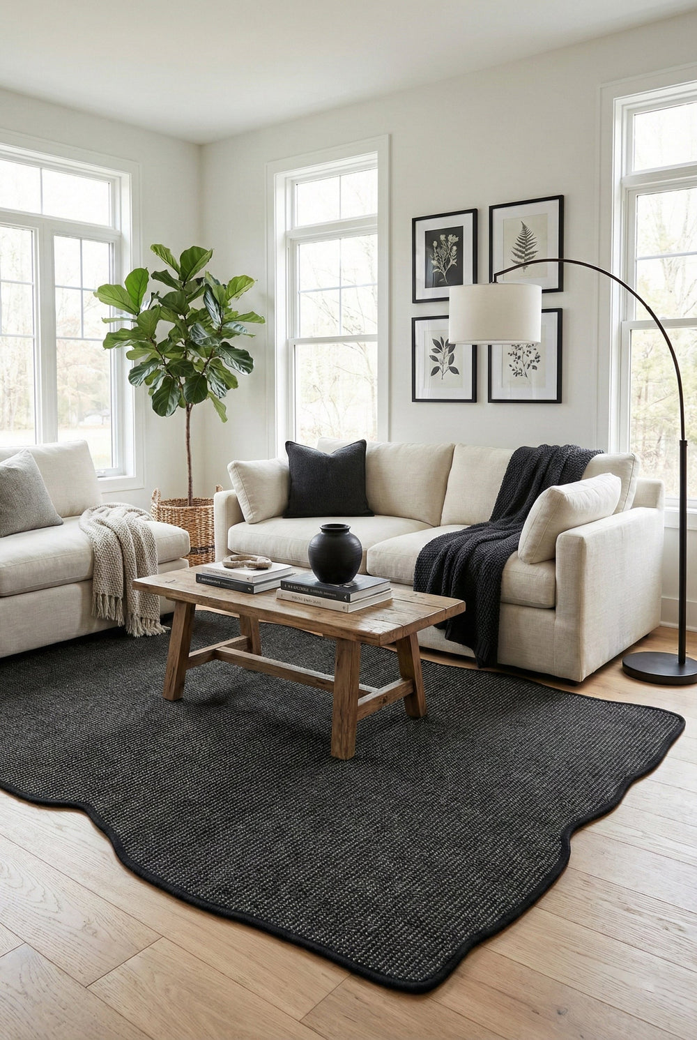 Canvas 4 Suit SU04 Anthracite Pamuk Bordür 10 Black Amorf Sisal Halı görsel 1