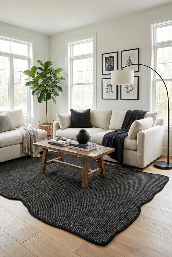 Canvas 4 Suit SU04 Anthracite Pamuk Bordür 10 Black Amorf Sisal Halı görsel 1