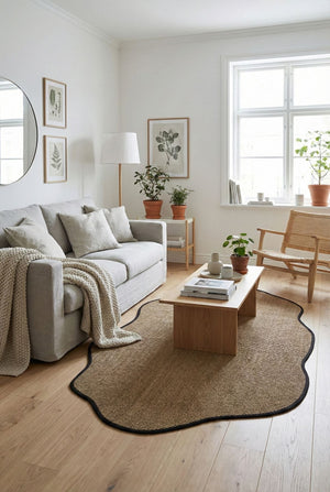 Canvas 2 Suit SU03 Jut Pamuk Bordür 10 Black Amorf Sisal Halı görsel 1
