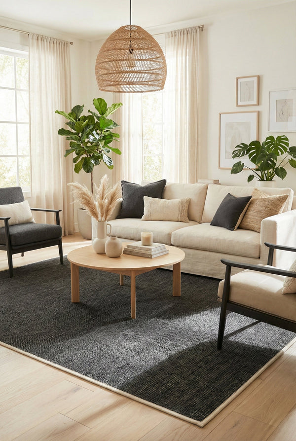 Suit SU04 Anthracite Biye 02 Beige Doğal Sisal Halı görsel 1