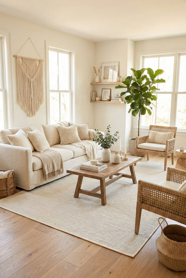 Suit SU01 Cream Biye 01 White Doğal Sisal Halı görsel 1